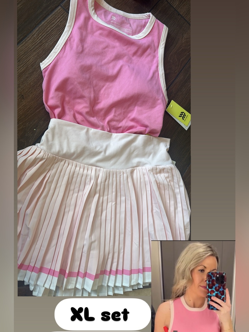 Pink Pleated Tennis Skort and Tank Set - Pink
